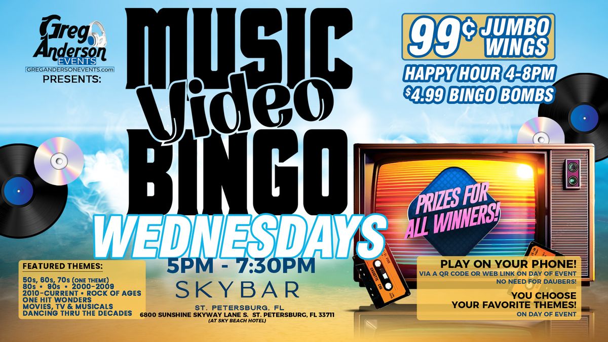 MUSIC VIDEO BINGO Every Wednesday @ Skybar at SkyBeach Hotel & Marina!!