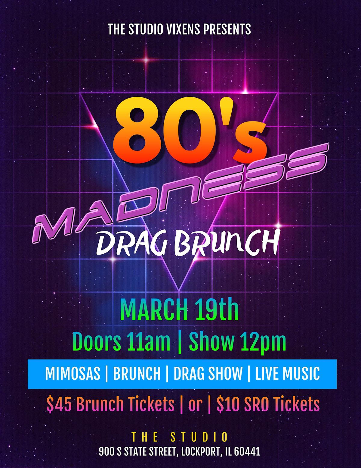 March 80's Madness Drag Brunch at The Studio!