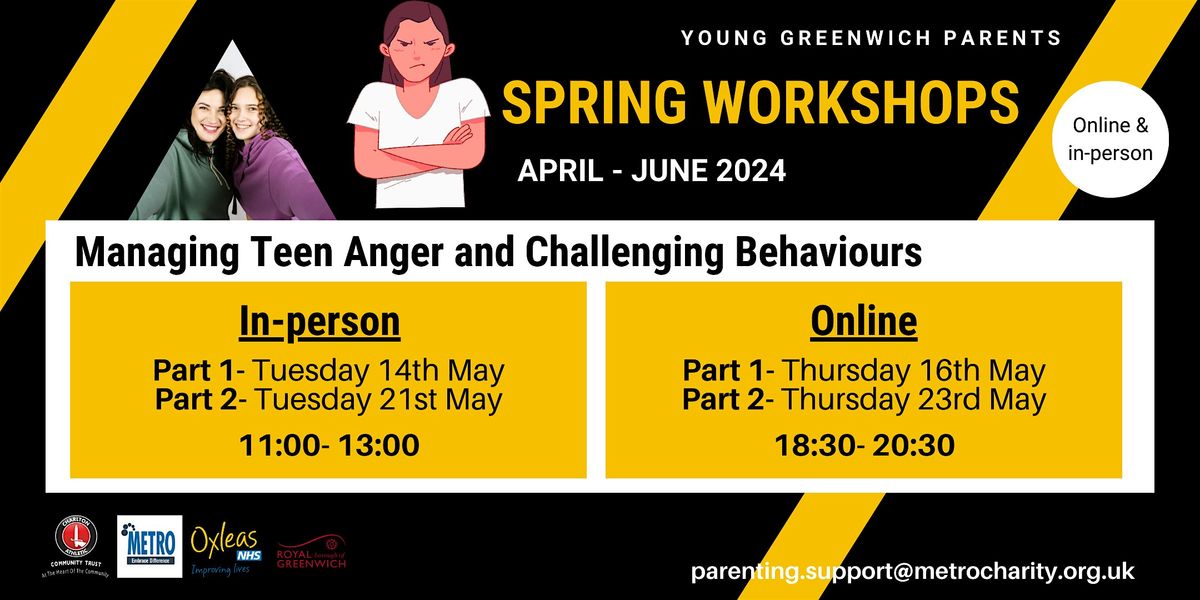 IN PERSON- Managing Teen Anger and Challenging Behaviours