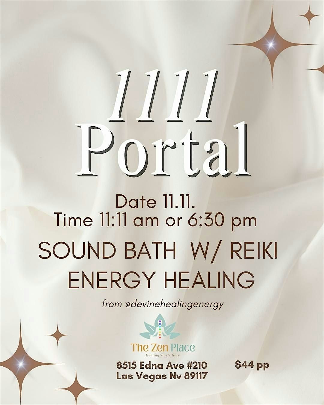 1111 Portal Gateway Sound bath w\/ Reiki