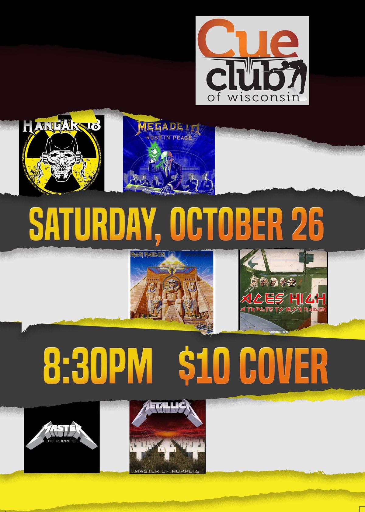 Metal Album Tribute Night at Cue Club 10\/26 8:15pm 