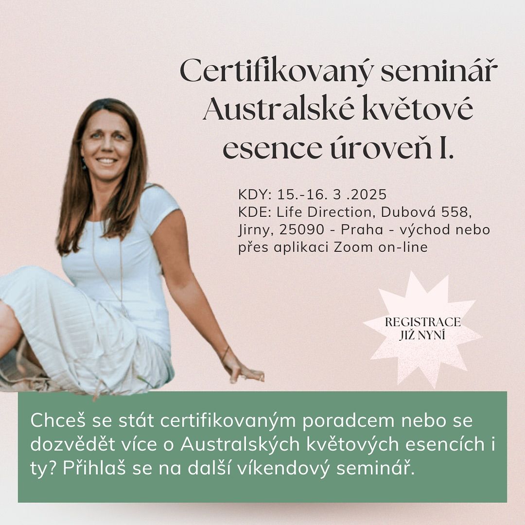 Certifikovan\u00fd semin\u00e1\u0159 Australsk\u00e9 kv\u011btov\u00e9 esence \u00farove\u0148 I.