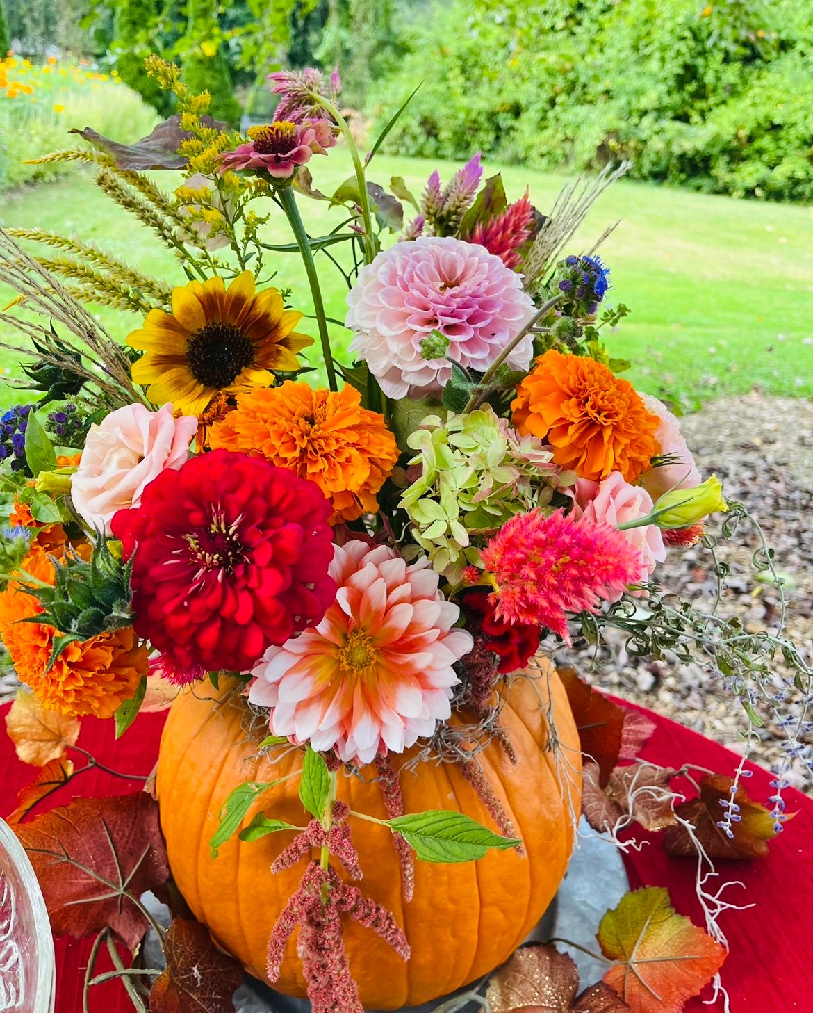 Flower Arranging in real Pumpkins 