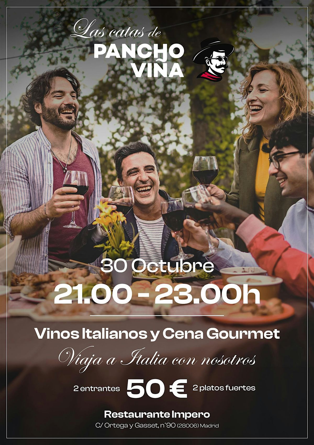 Cena maridaje con sommelier, 4 platos, 4 vinos