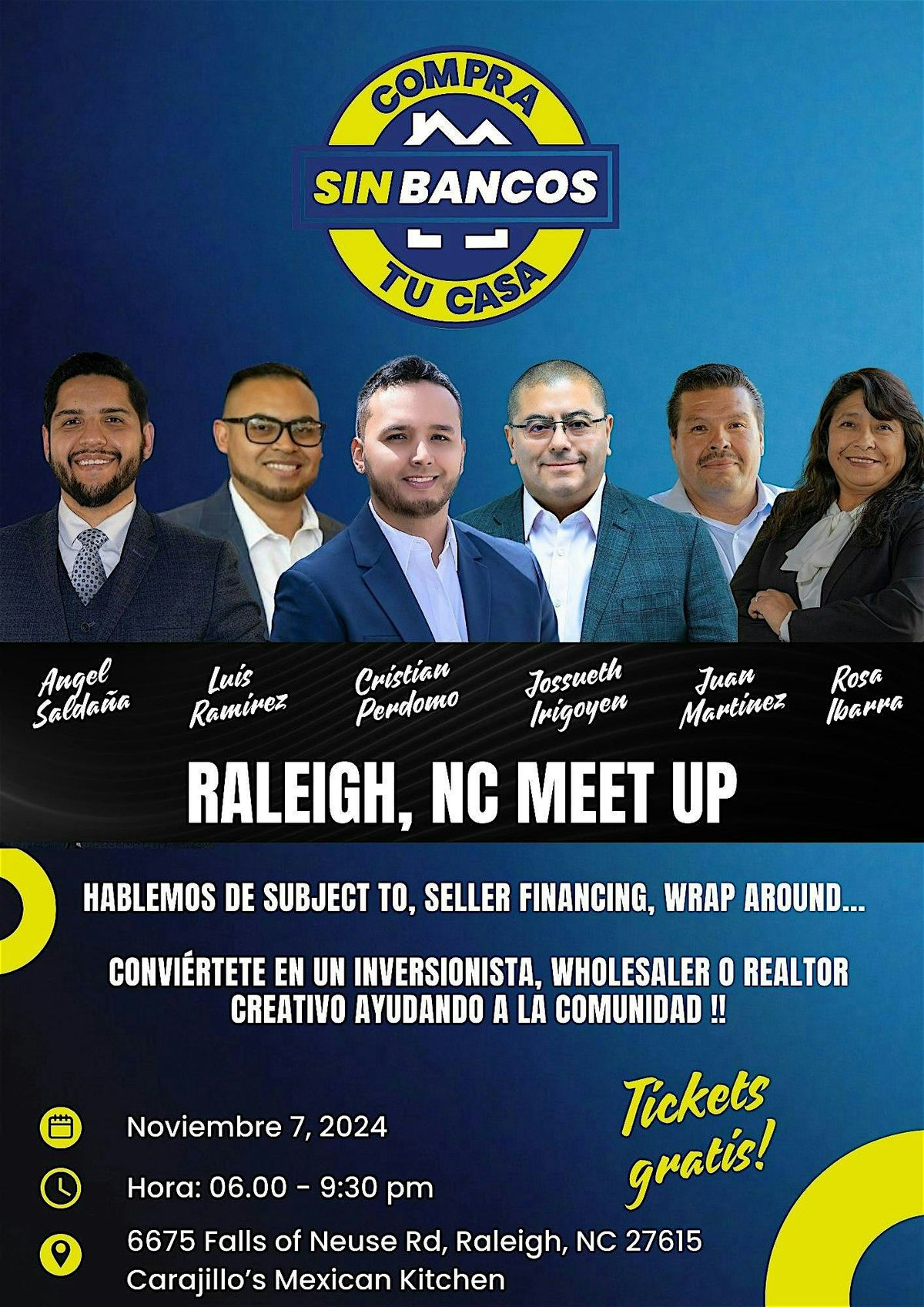 Raleigh, NC Meet Up. Hablemos de Subject To, Seller Financing, Wrap Around.