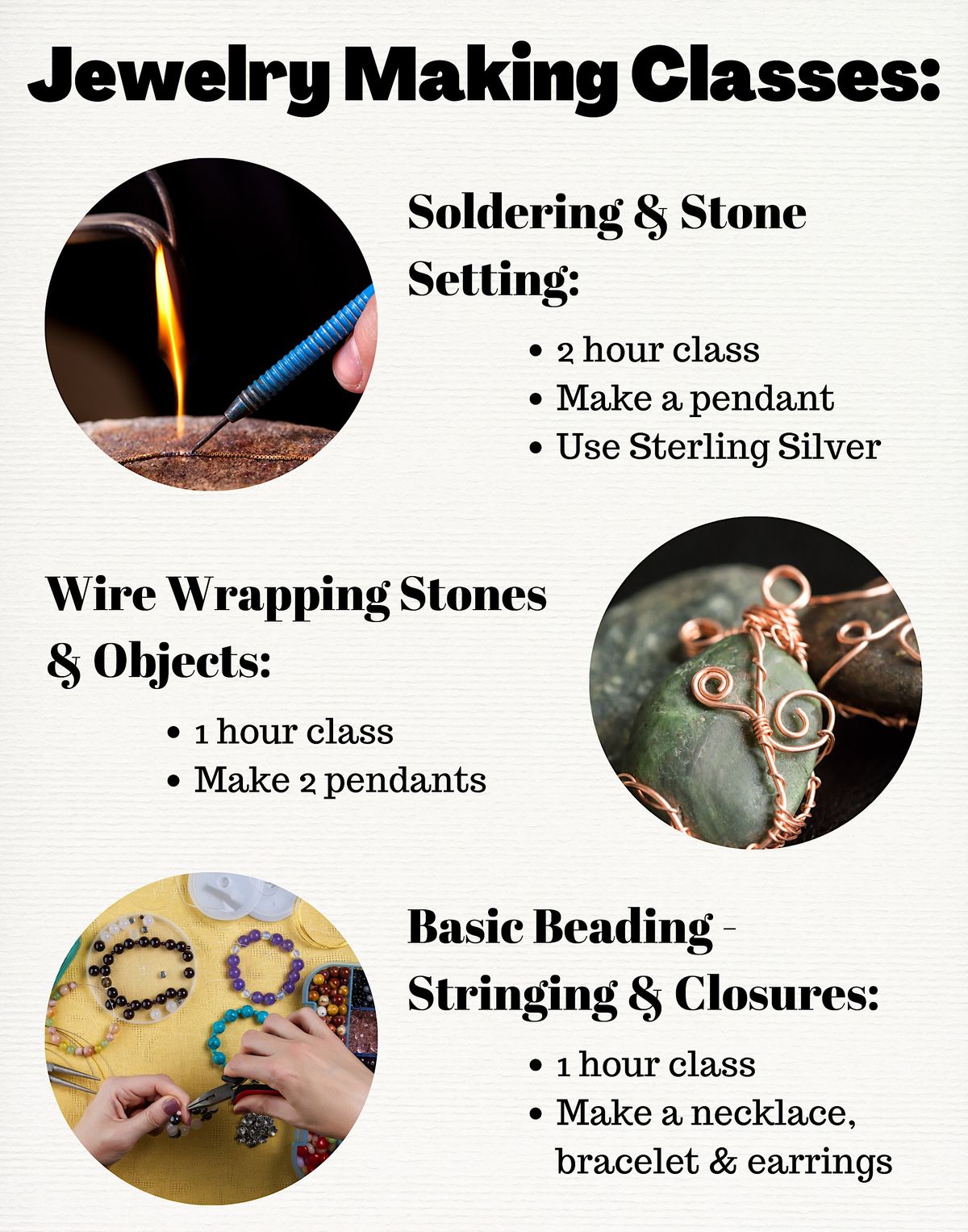 Jewelry Making Classes Beading, Soldering, Wire Wrapping & More
