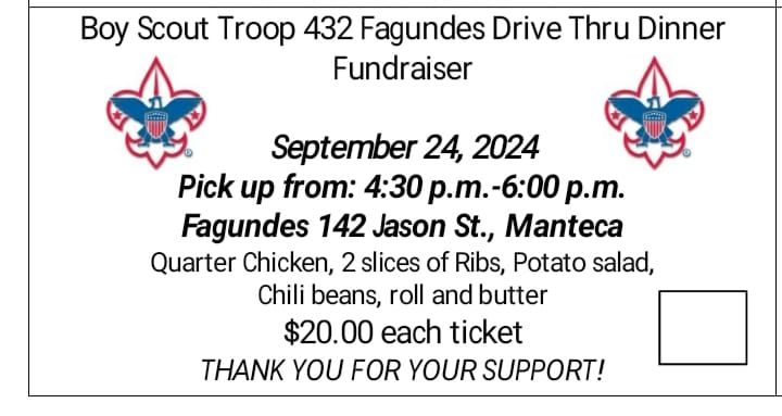 Troop 432 and 2432 Drive Thru Dinner Fundraiser