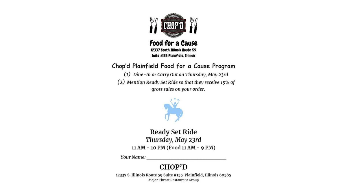 Food for a Cause - Ready Set Ride - Thursday May 23rd