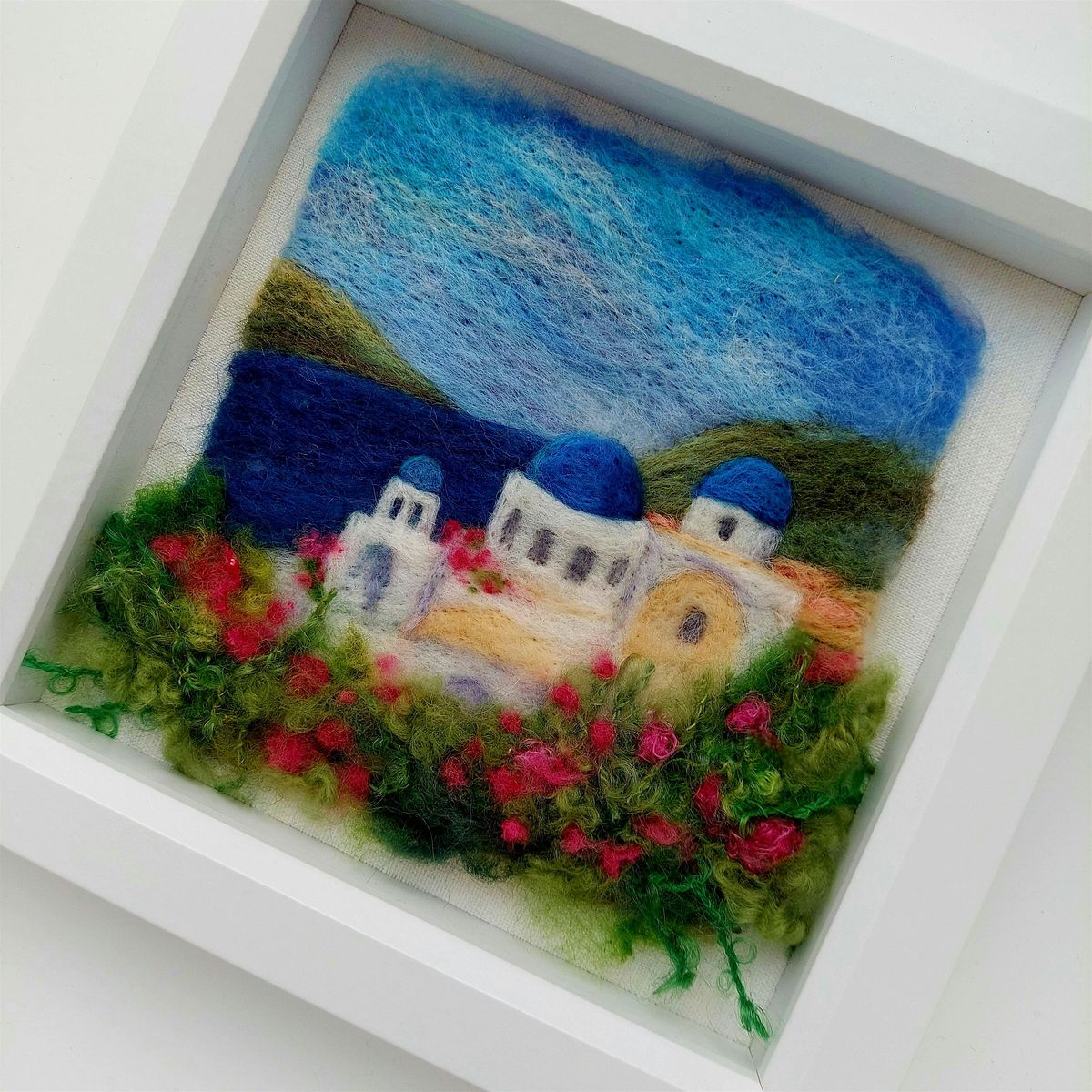 Felted Greek Island Scene