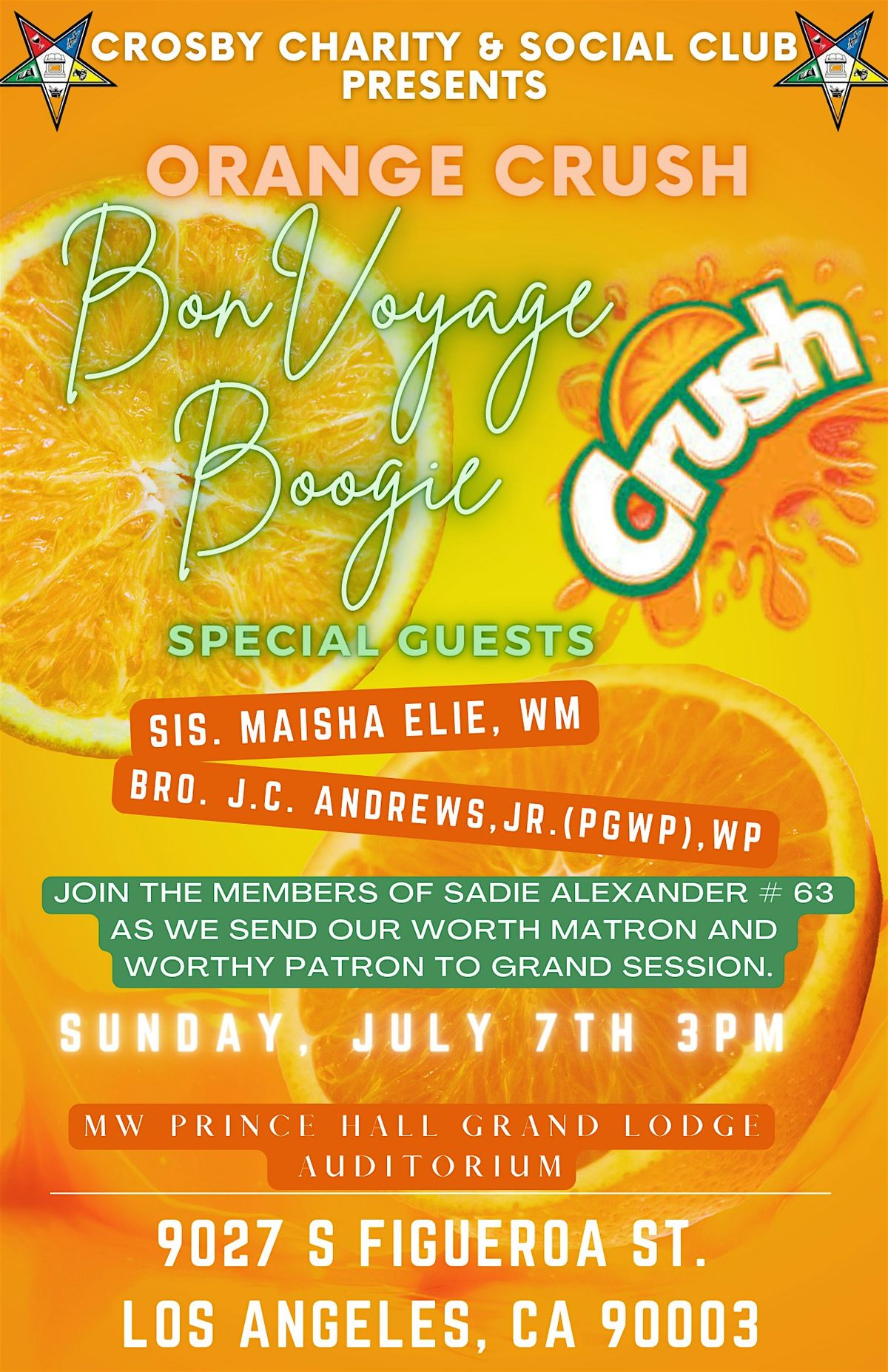 Crosby Charity & Social Club's Orange Crush Bon Voyage Boogie