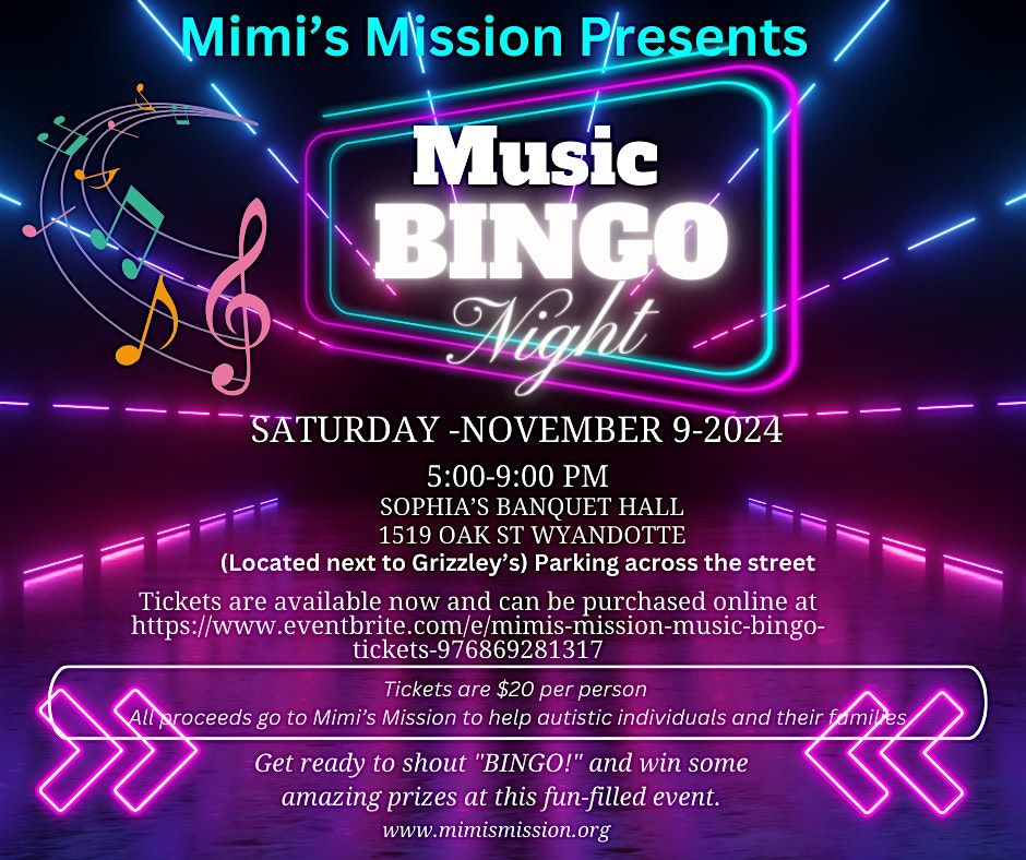 Mimi's Mission Music Bingo