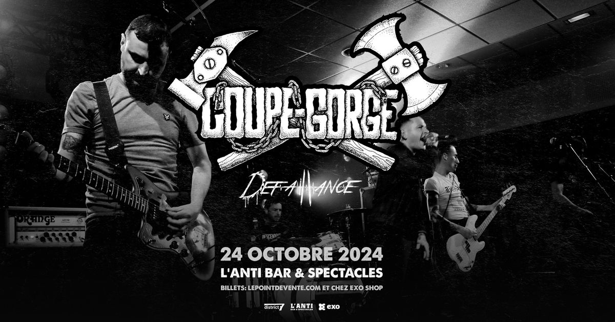 COUPE GORGE avec Defaillance  \/\/ Jeudi 24 octobre 2024 \/\/ L'Anti Bar & Spectacles