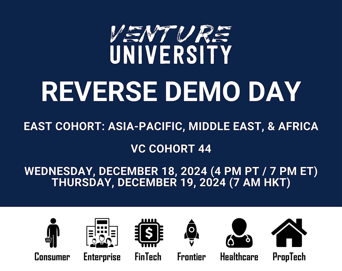 Venture University's EAST REVERSE DEMO DAY:  VC Cohort 44