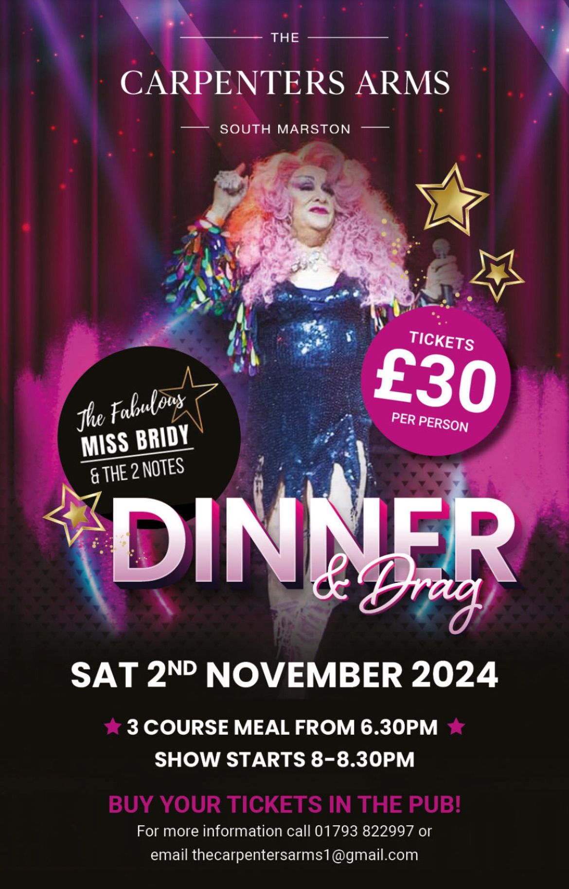 Dinner & Drag at The Carpenters Arms