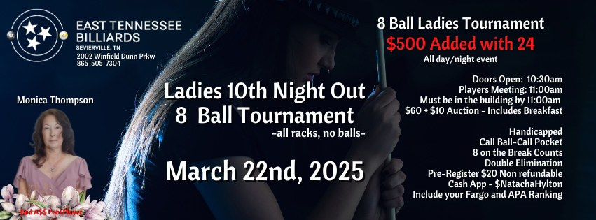 Ladies 10th Night Out - 8 Ball Tournament