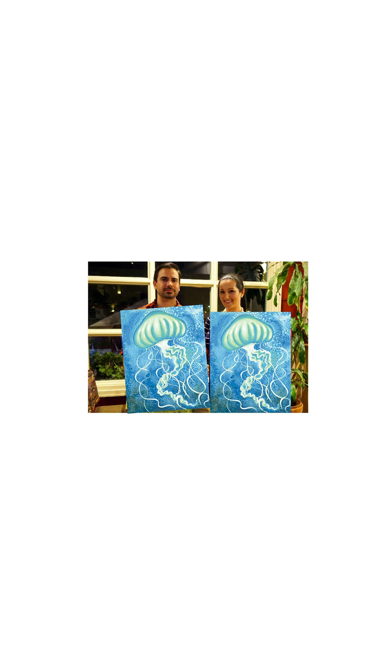 Watercolor Jellyfish- Canvas bachelorette party - paint with Marian