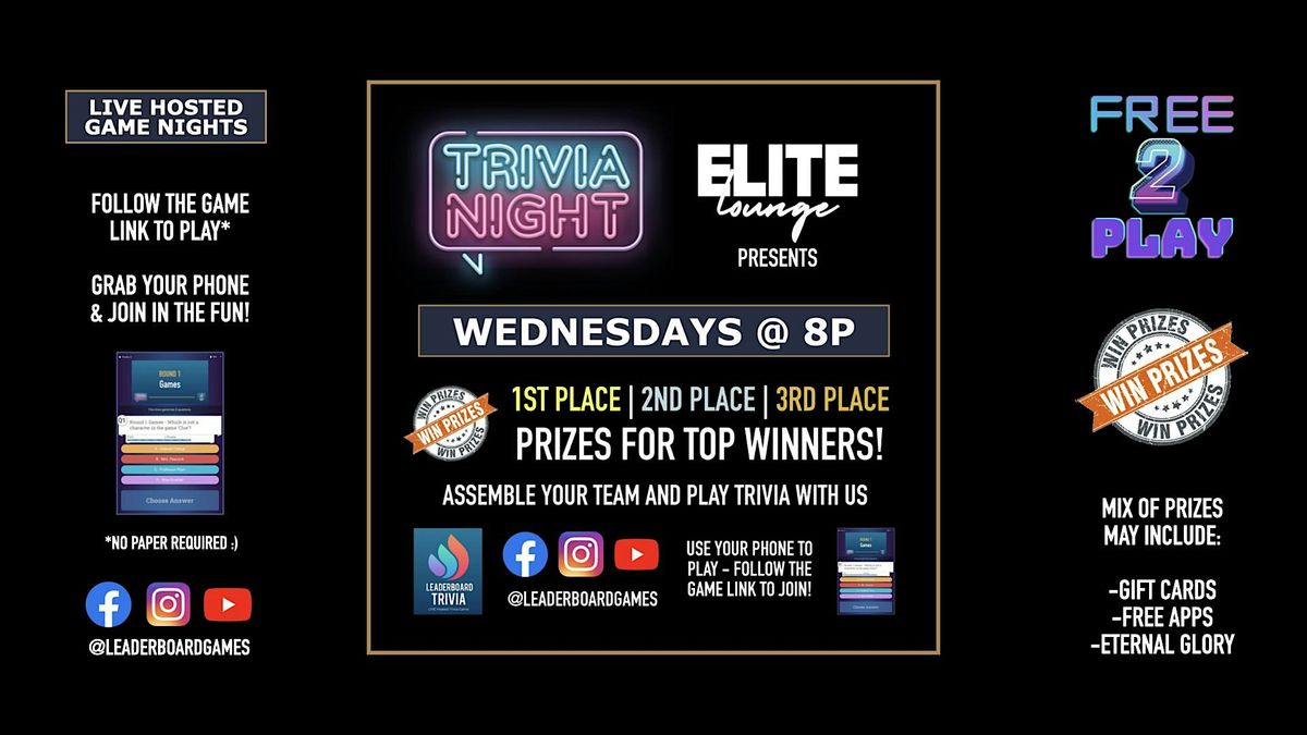 Trivia Night | Elite Lounge - Providence RI - WED 8p @LeaderboardGames