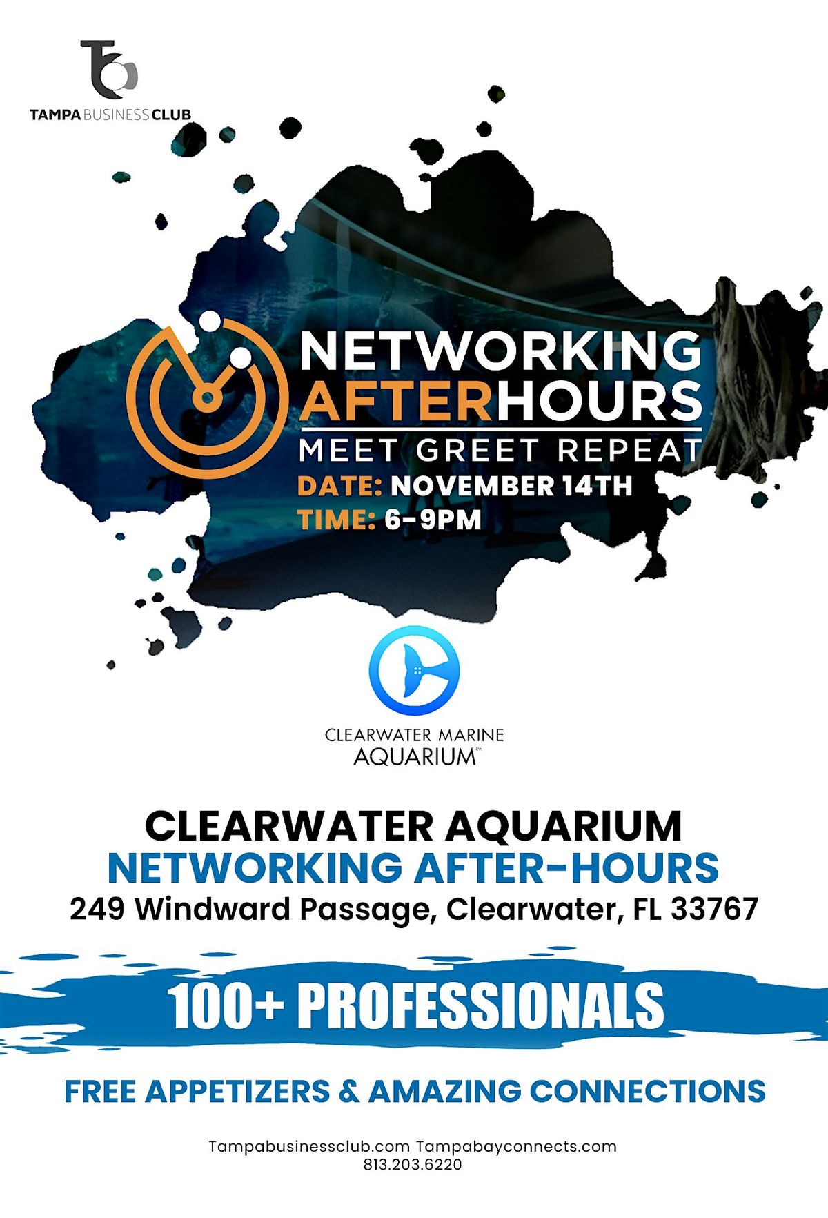 Networking After-Hours at the Clearwater Aquarium.  100+ Profeassionals