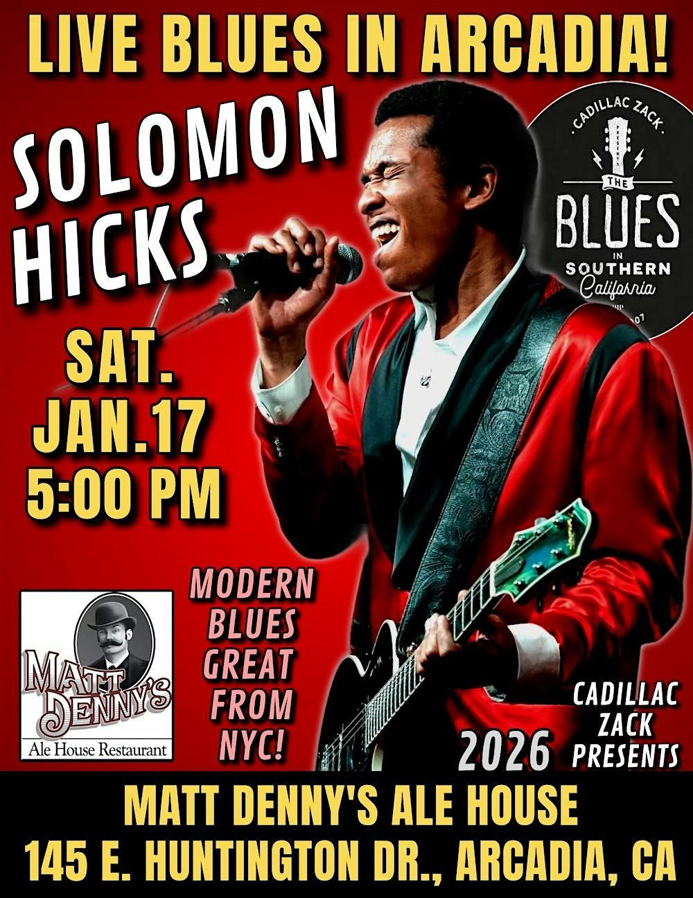 SOLOMON HICKS - Exciting Blues Guitar Great From NYC - in Arcadia!