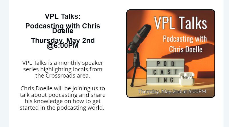 VPL Talks: Chris Doelle Talks About Podcasting