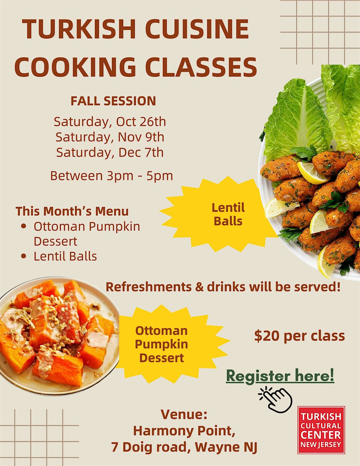 Turkish Cuisine Cooking Classes  - Fall Session