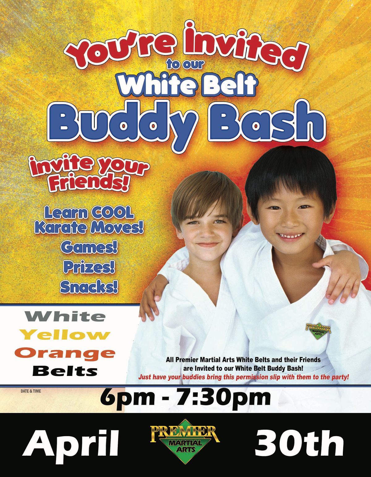 White Belt Buddy Bash & New Parent Orientation (PMA-SWATX Members Only)