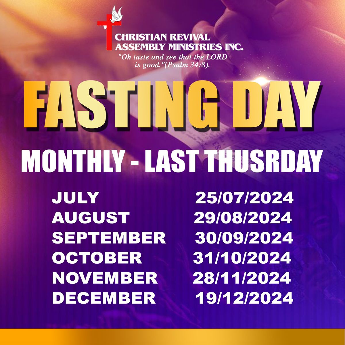 Fasting Day: Monthly - Last Thursday