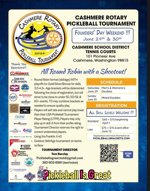 Cashmere Rotary Pickleball Tournament 