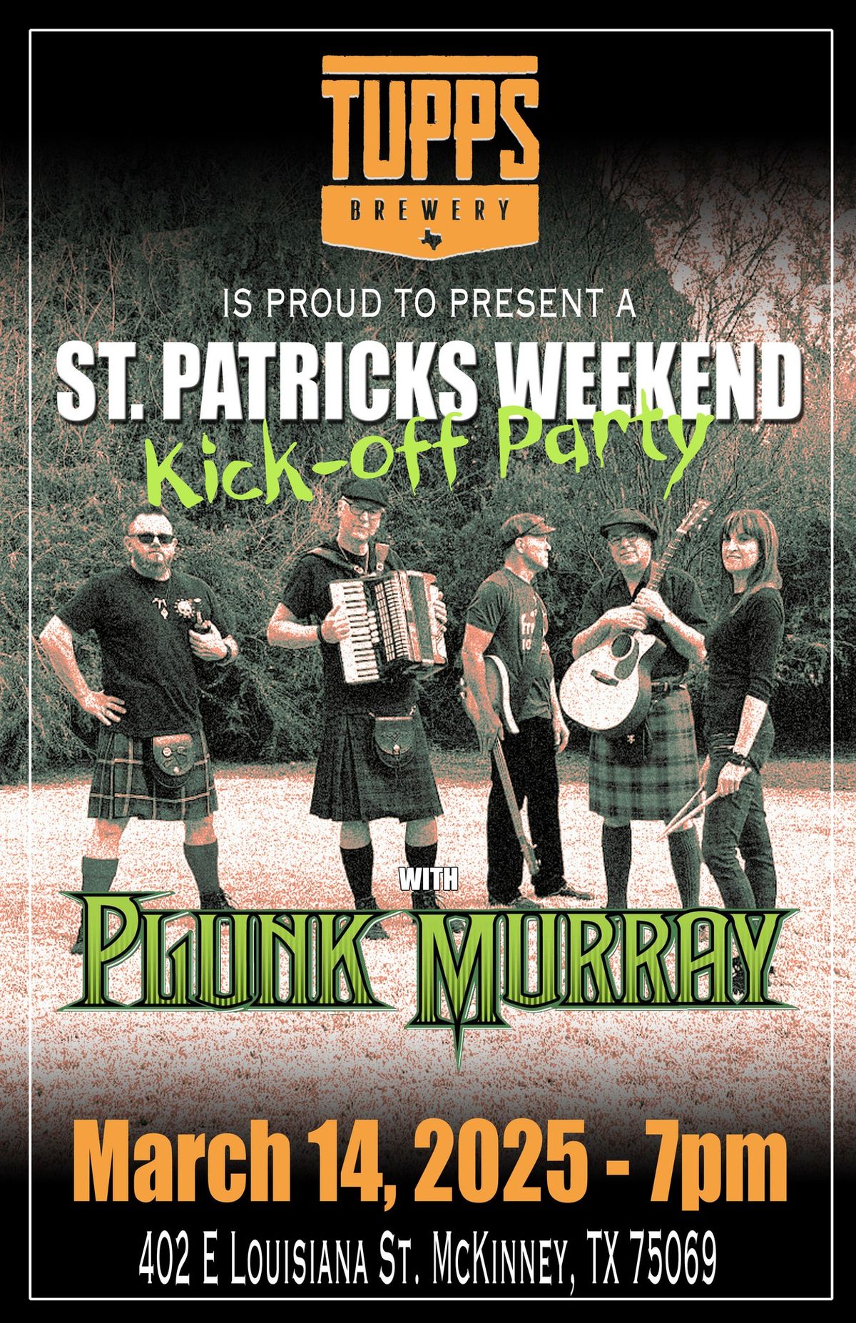 Plunk Murray St. Patrick's Weekend Kick-Off Party @ Tupps Brewery!