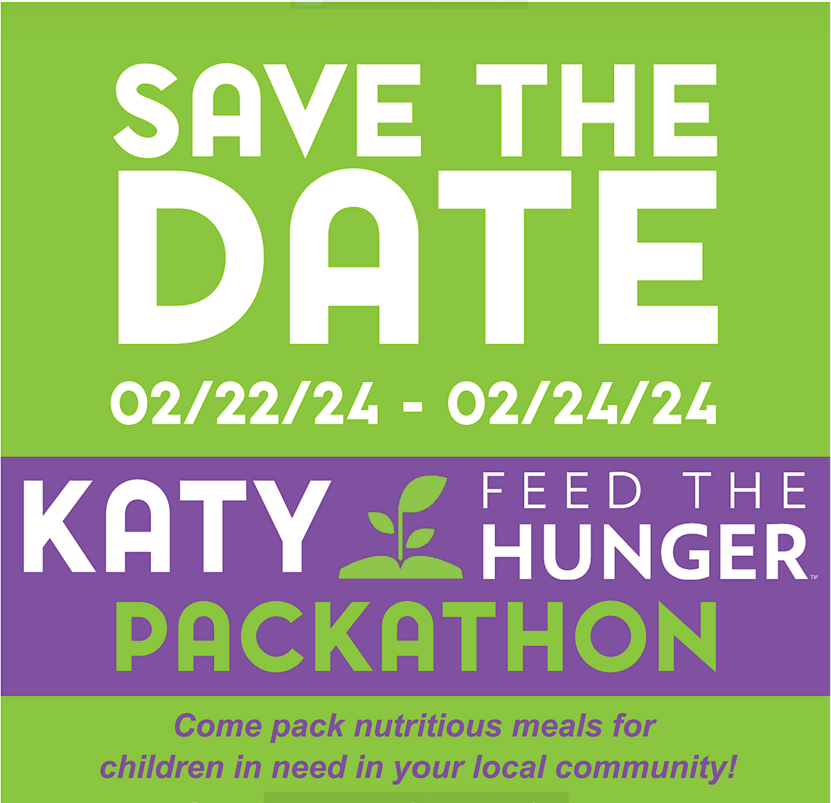 FEED THE HUNGER 2024 ANNUAL PACKATHON, 2225 Porter Rd, Katy, 22