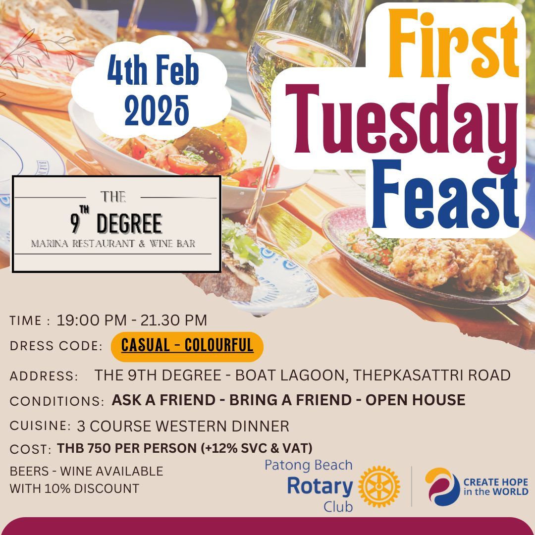 First Tuesday Feast - Come and Join Us - Rotary Dinner Out