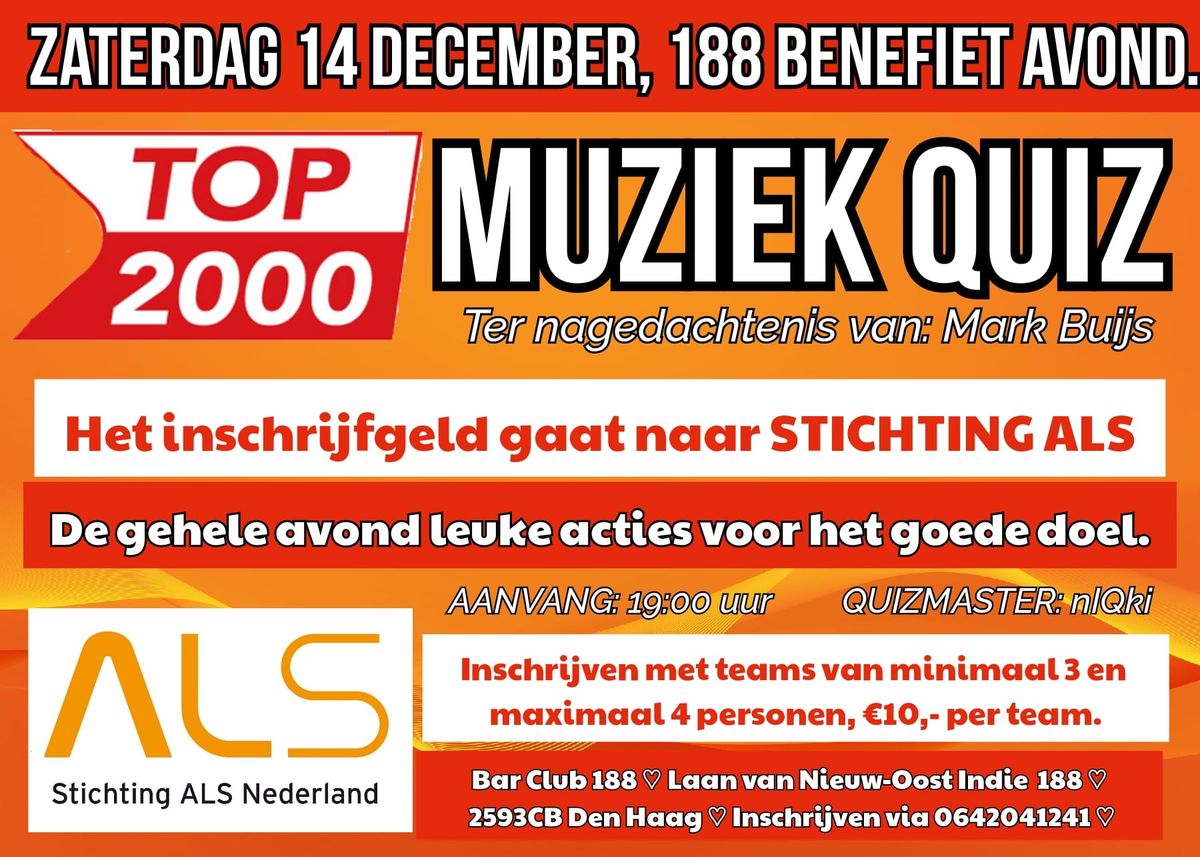 TOP 2000 Muziek Quiz, voor Stichting ALS, in Bar Club 188