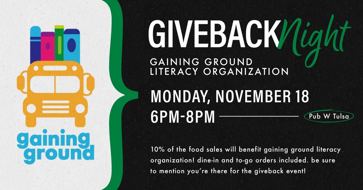 Giveback Night with Gaining Ground Literacy Organization