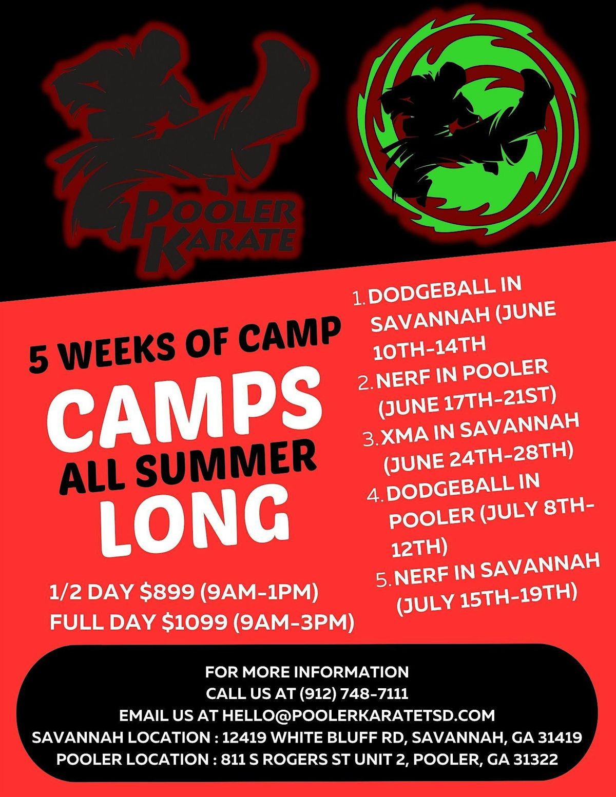 5 weeks of Summer Camps