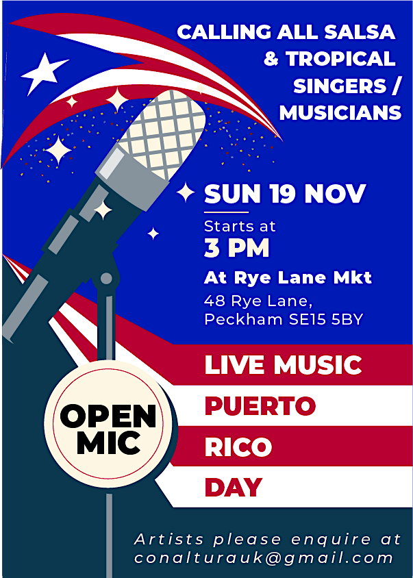 Open Mic - Calling all Singers and Musicians for PUERTO RICO DAY