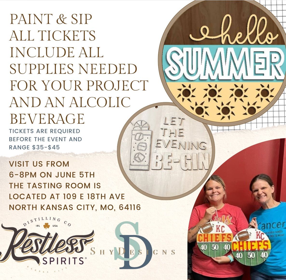Restless Spirits Crafts and Cocktails Presents ShyDesigns Paint and Sip