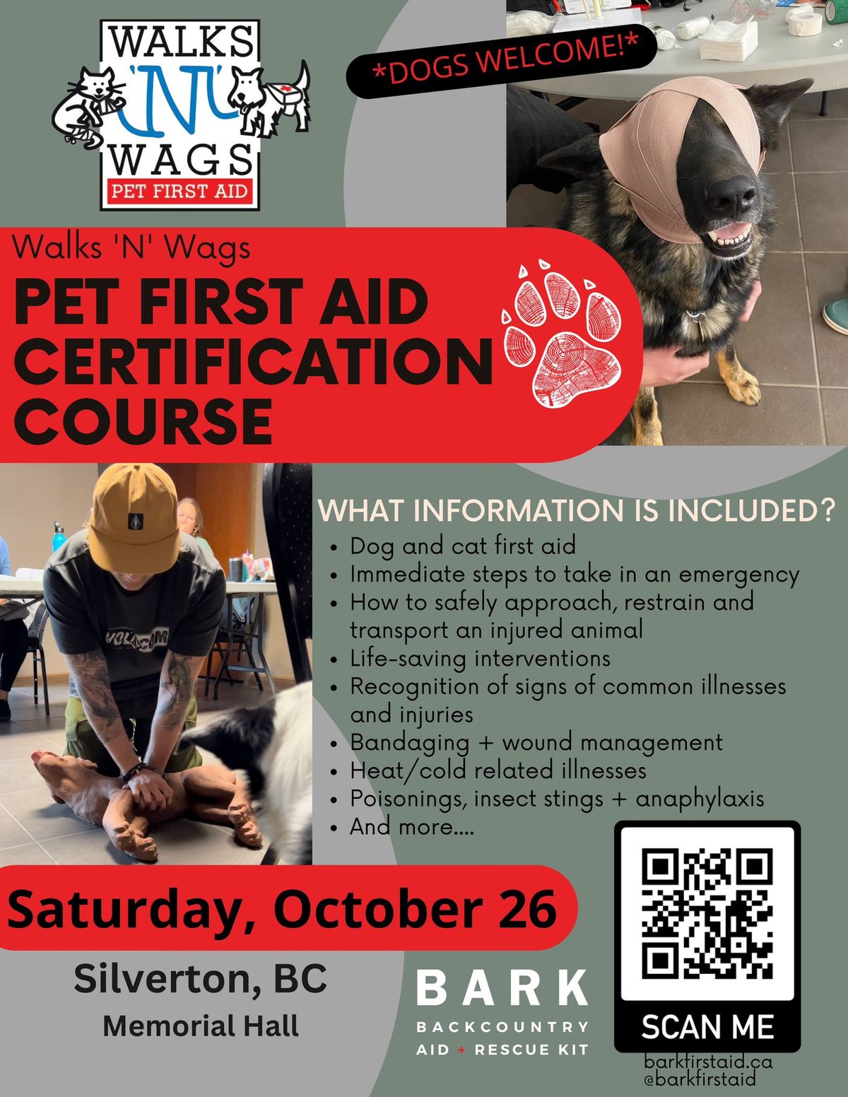 Silverton, BC | Walks N Wags Pet First Aid Certification Course