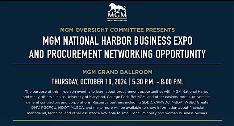 MGM National Harbor Business Expo and Procurement Networking Opportunity