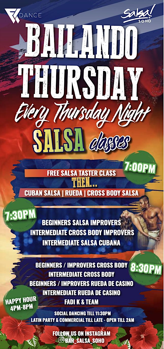 Bailando Thursday FREE ENTRY B4 9pm HappyHour 4-8pm