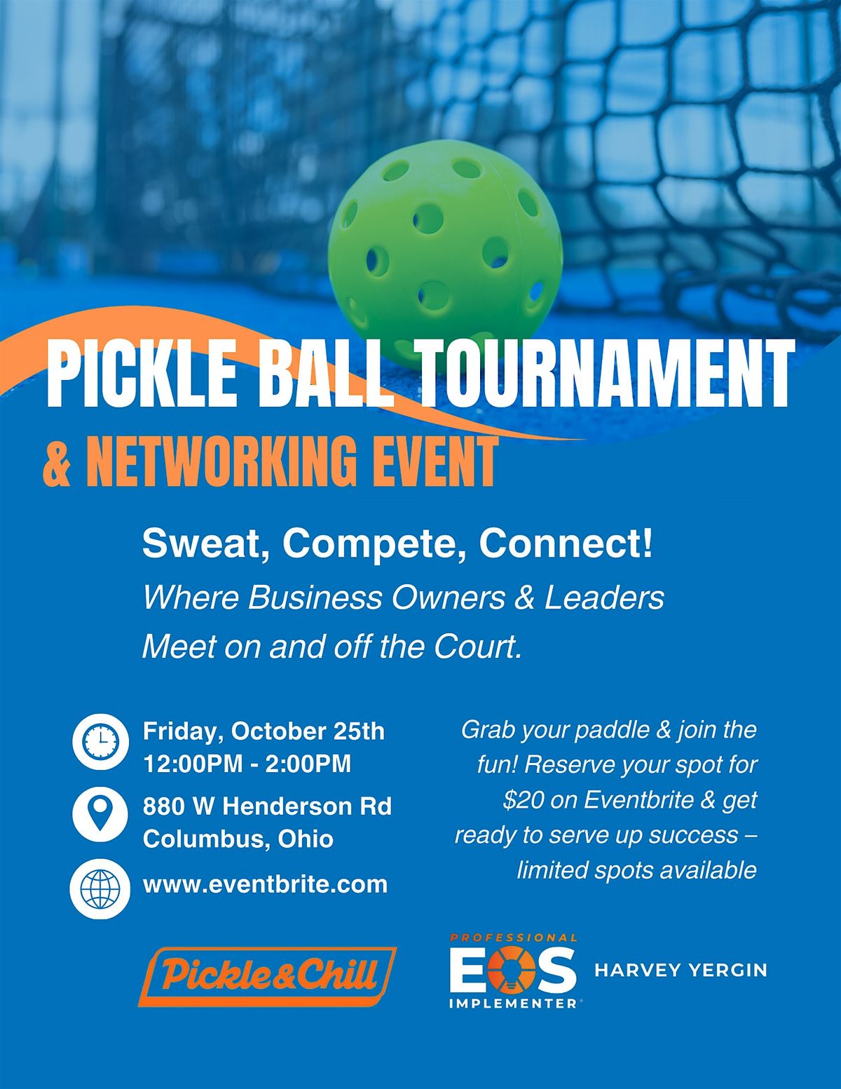 Pickleball Tournament and Networking Event for Business Owners