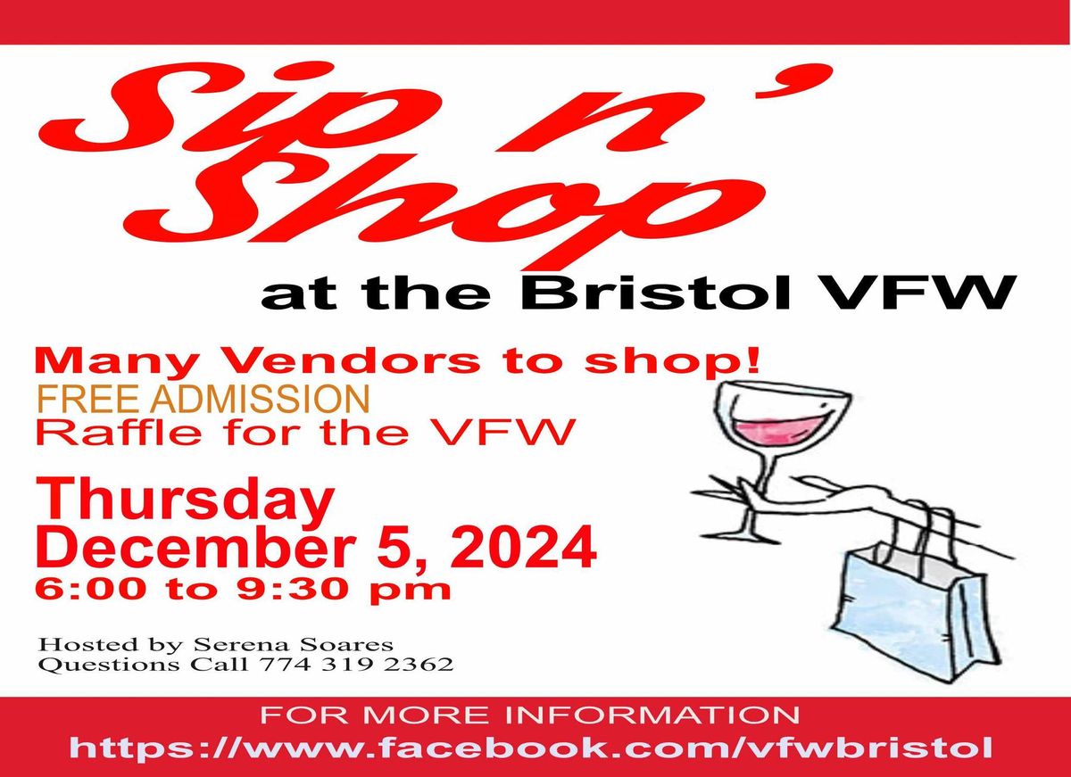 Holiday Shopping Night at the Bristol VFW!  Sip n' Shop Dec 5