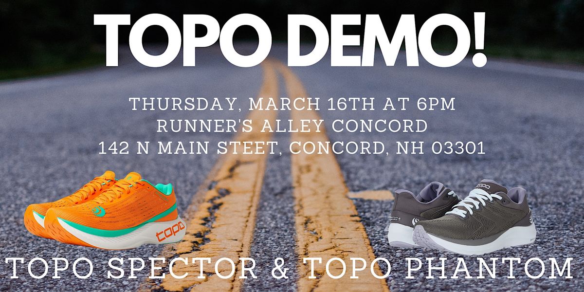Topo Shoe Demo with Runners Alley Specter and Phantom, 142 N Main St