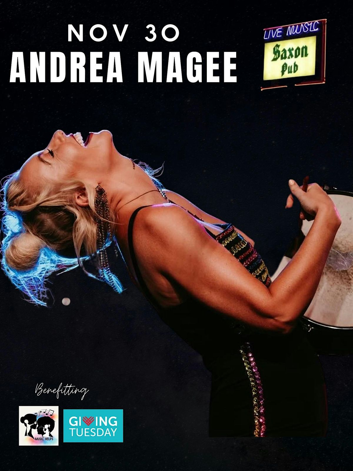 Andrea Magee full band show & Music Helps Giving Tuesday Launch