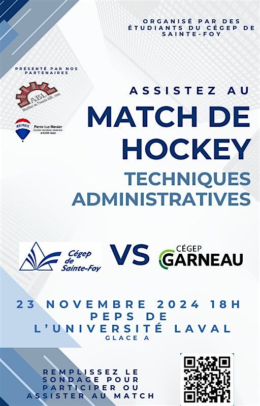 Match de hockey des techniques administratives Sainte-Foy vs Garneau