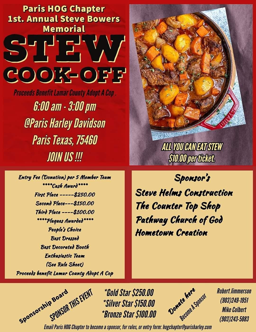 1st Annual Steve Bowers Memorial  Stew  Cookoff