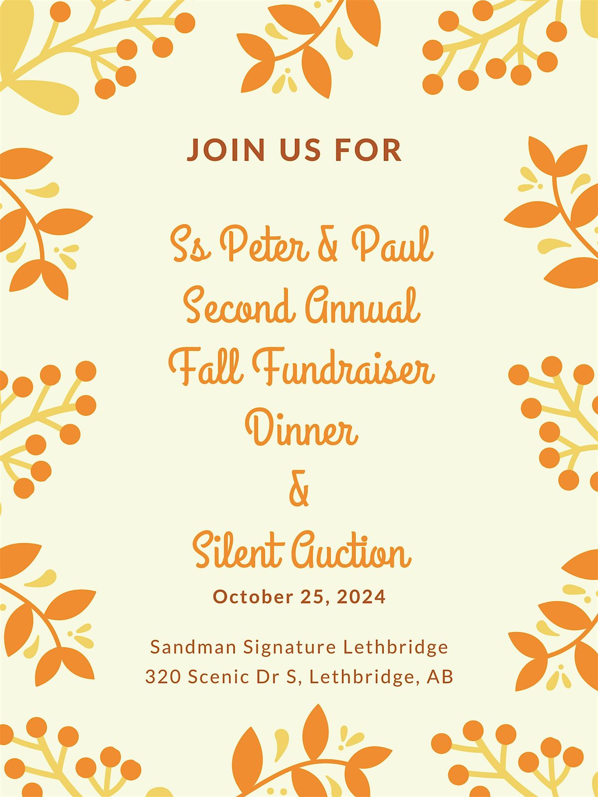 Ss Peter & Paul 2nd Annual Fall Fundraiser Dinner & Silent Auction