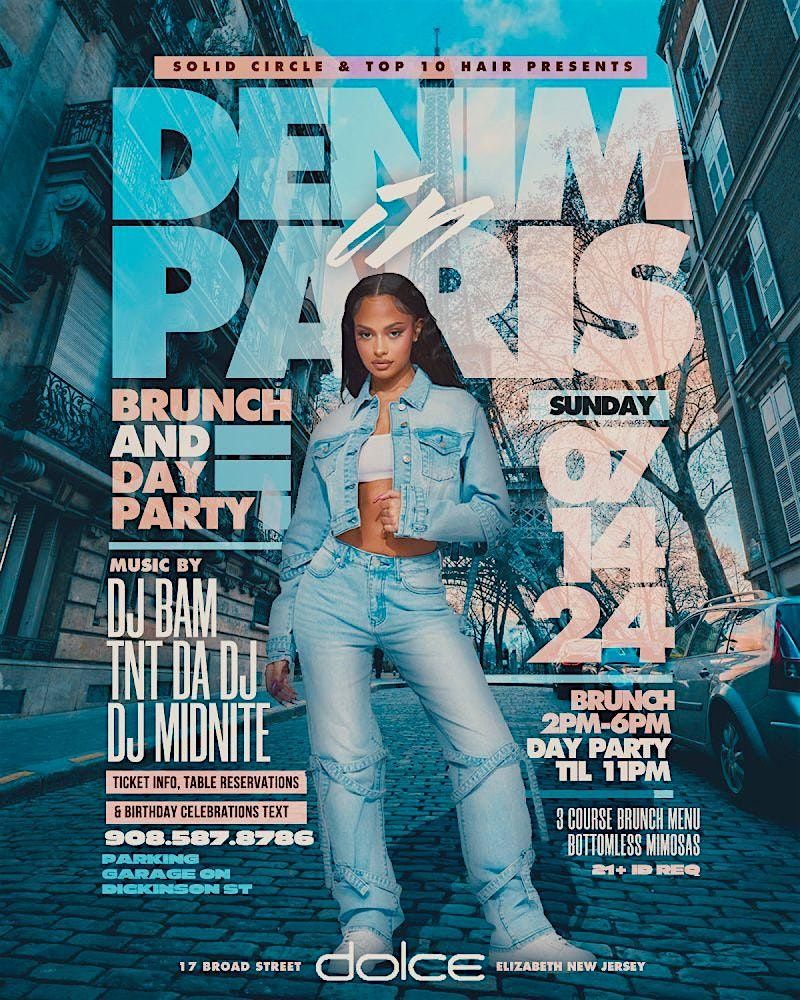 "DENIM IN PARIS" | 2 ROOMS  + PATIO | BOTTOMLESS MIMOSAS