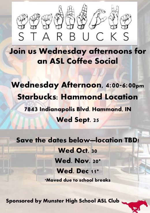 ASL Coffee Social hosted by Munster High school ASL Club