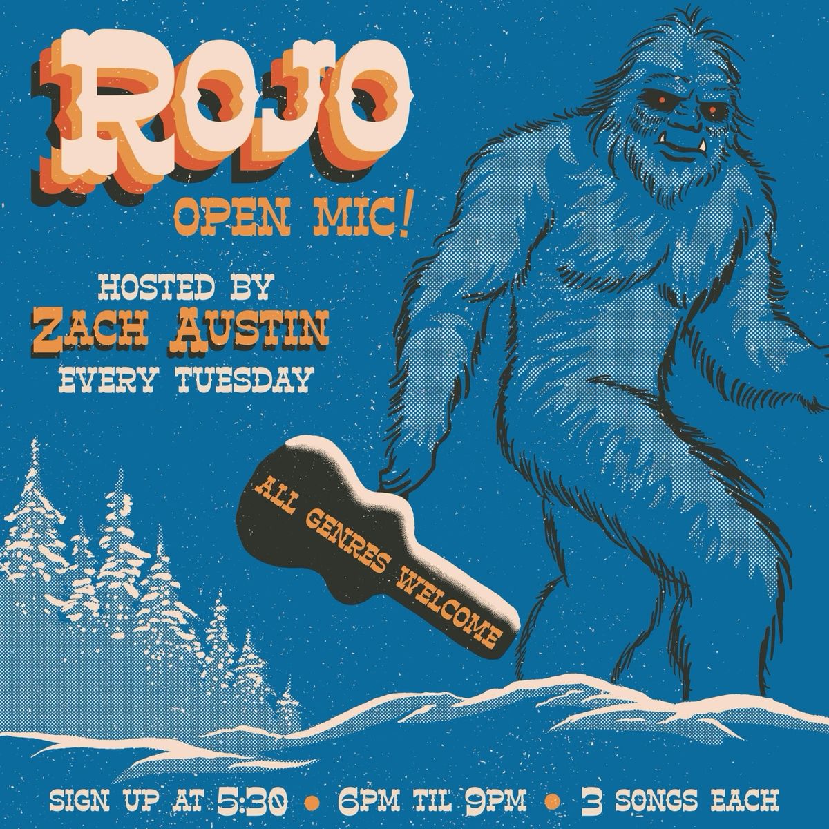Tuesday Open Mic Music at Rojo with Host Zach Austin