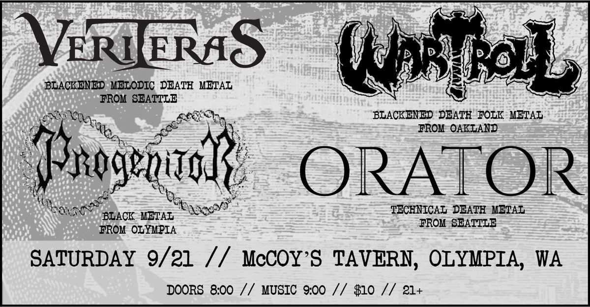 VERITERAS \/\/ WARTROLL \/\/ ORATOR \/\/ PROGENITOR @ McCOYS TAVERN 9\/21